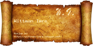 Wittman Imre névjegykártya